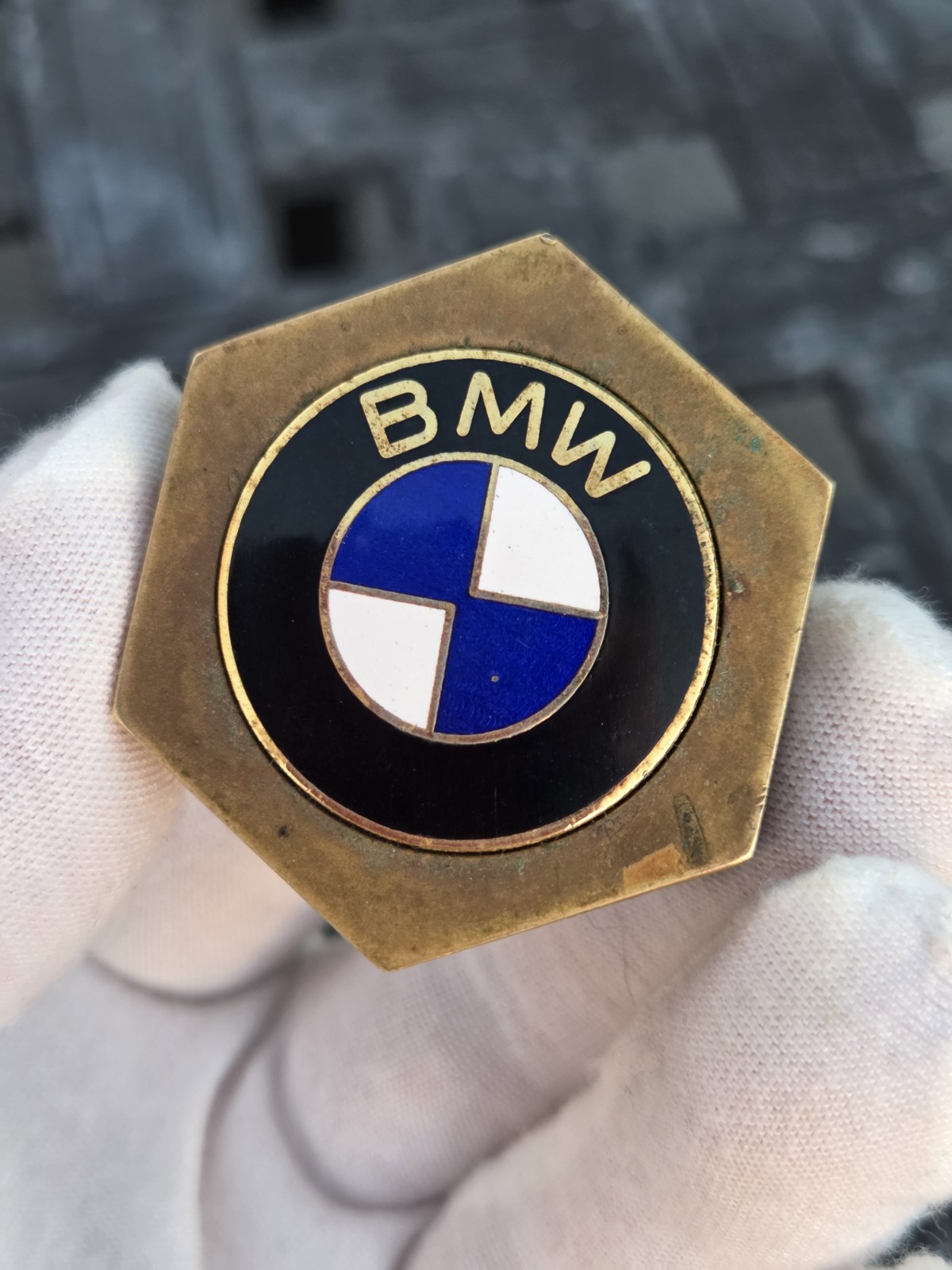 Vintage ( 1970-1980) BMW Paperweight - Brass & Enamel