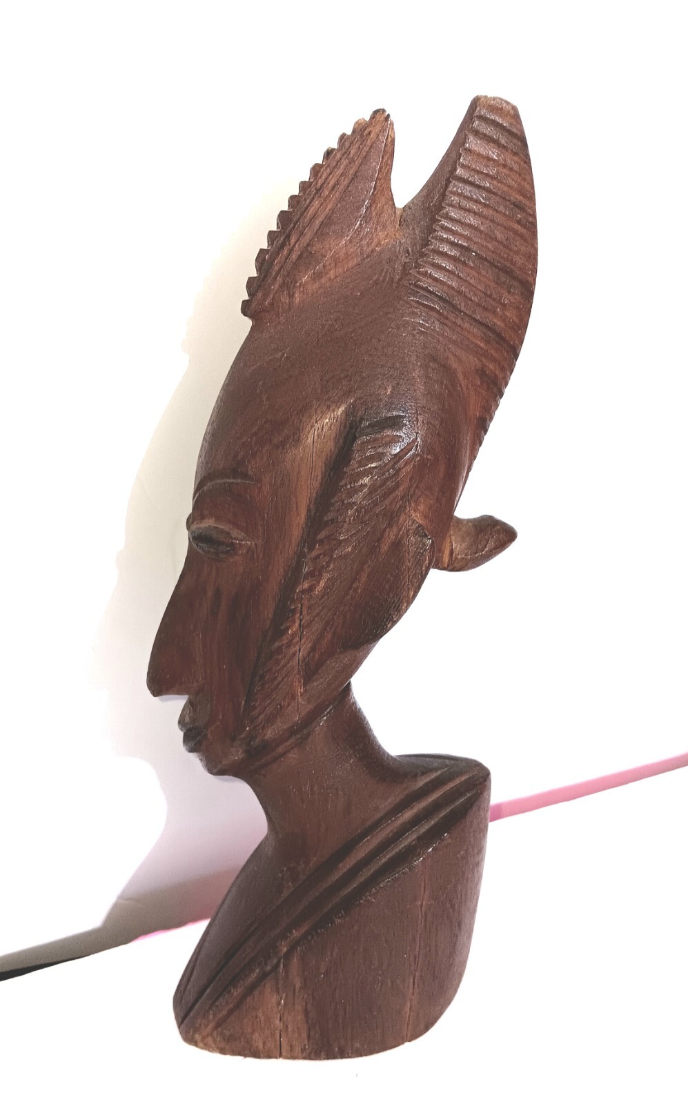 Vintage African Wood Sculpture Tribal Bust Head Carved