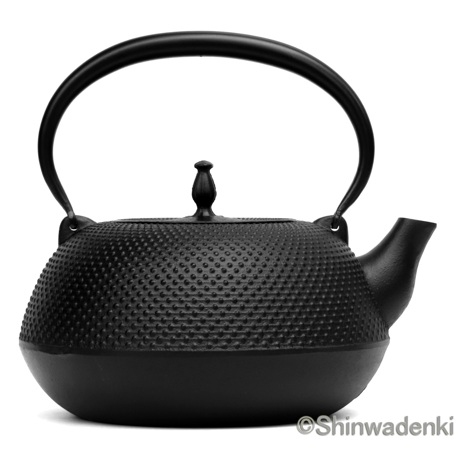 Nanbu tekki tetsubin japanese cast iron kettle flat round Shin black 67oz MT-225