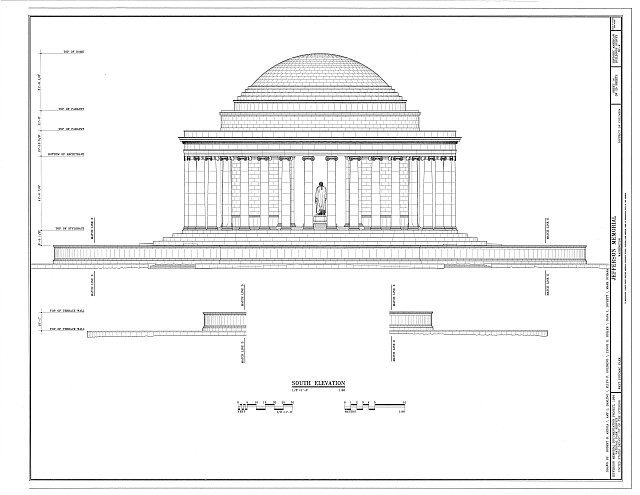 Washington DC Jefferson Memorial 1940s East Potomac Park Elevation Plan