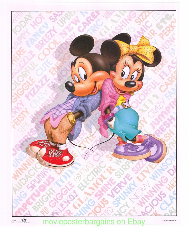 MICKEY MOUSE AND MINNIE MOUSE POSTER Mint Condition DISNEY FEELINGS 80S PRINT