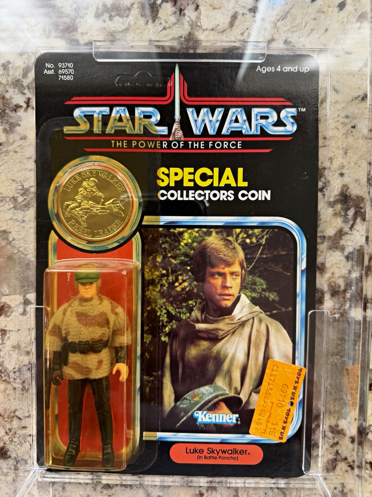Vintage 1985 Kenner Star Wars Power of the Force Luke Skywalker Endor w coin MOC