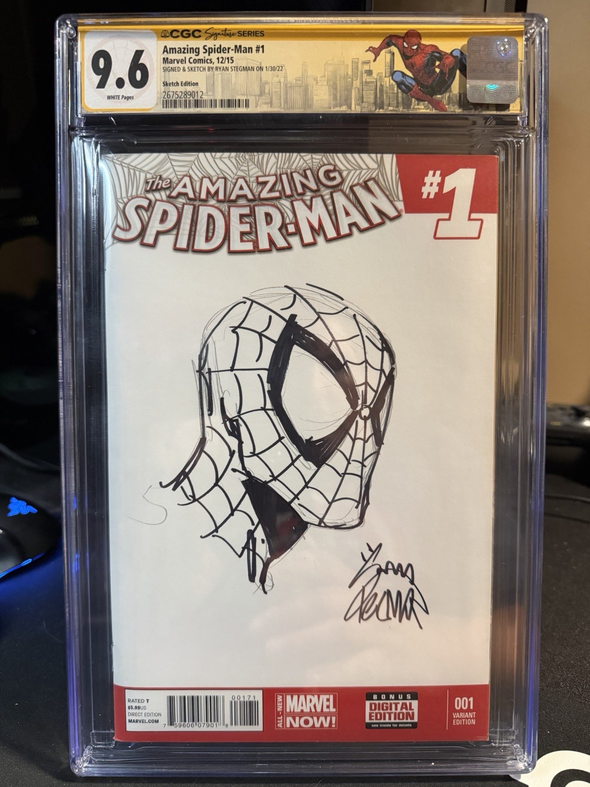 AMAZING SPIDERMAN #1 RYAN STEGMAN SIGNED & SKETCH CGC 9.8 RARE ONLY 3 IN POP