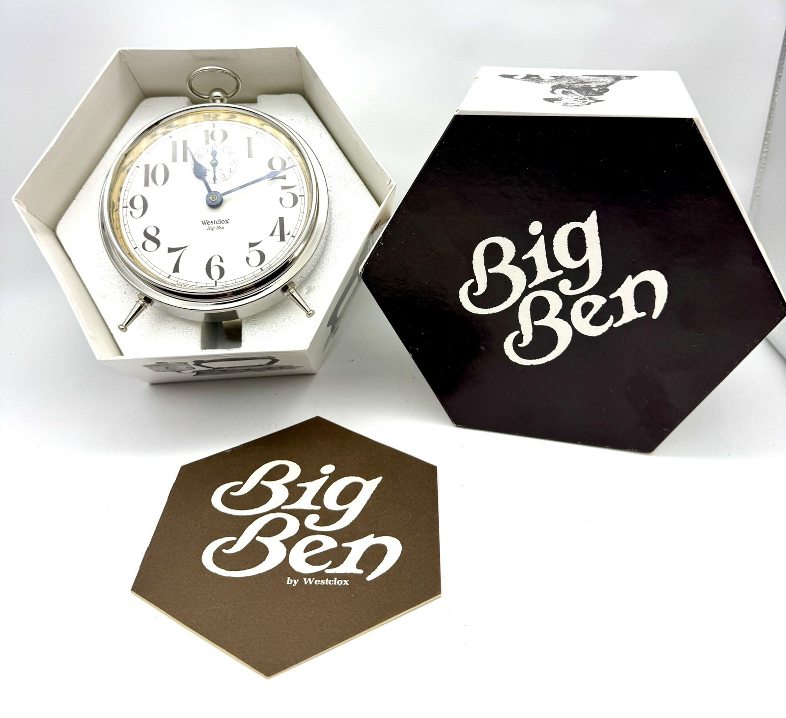 Westclox Big Ben Classic 1970 - 10045 Nickel Alarm Clock NIB Box Tags Brochure