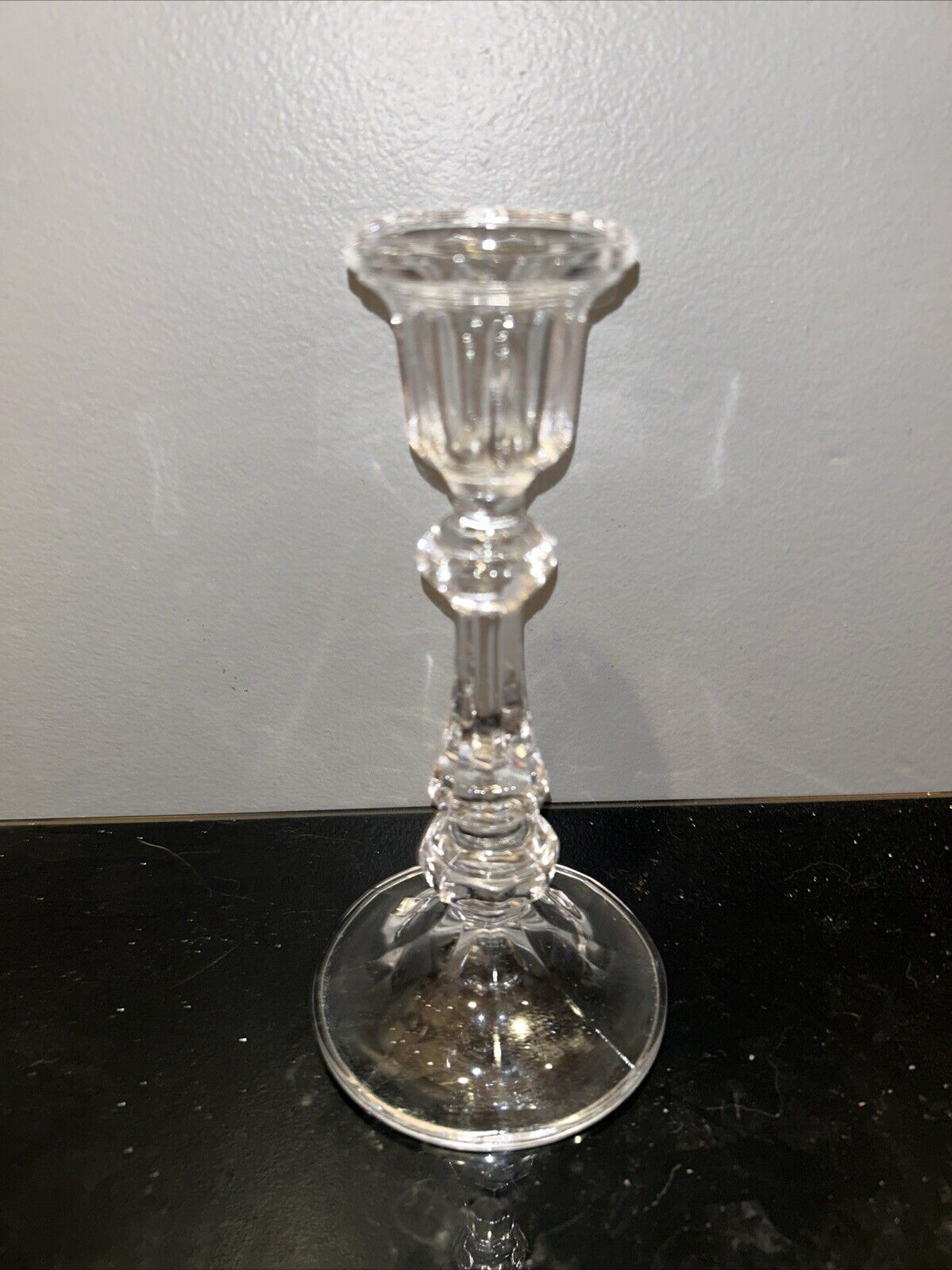 Vintage Clear Cut Crystal Glass Candlestick Holder