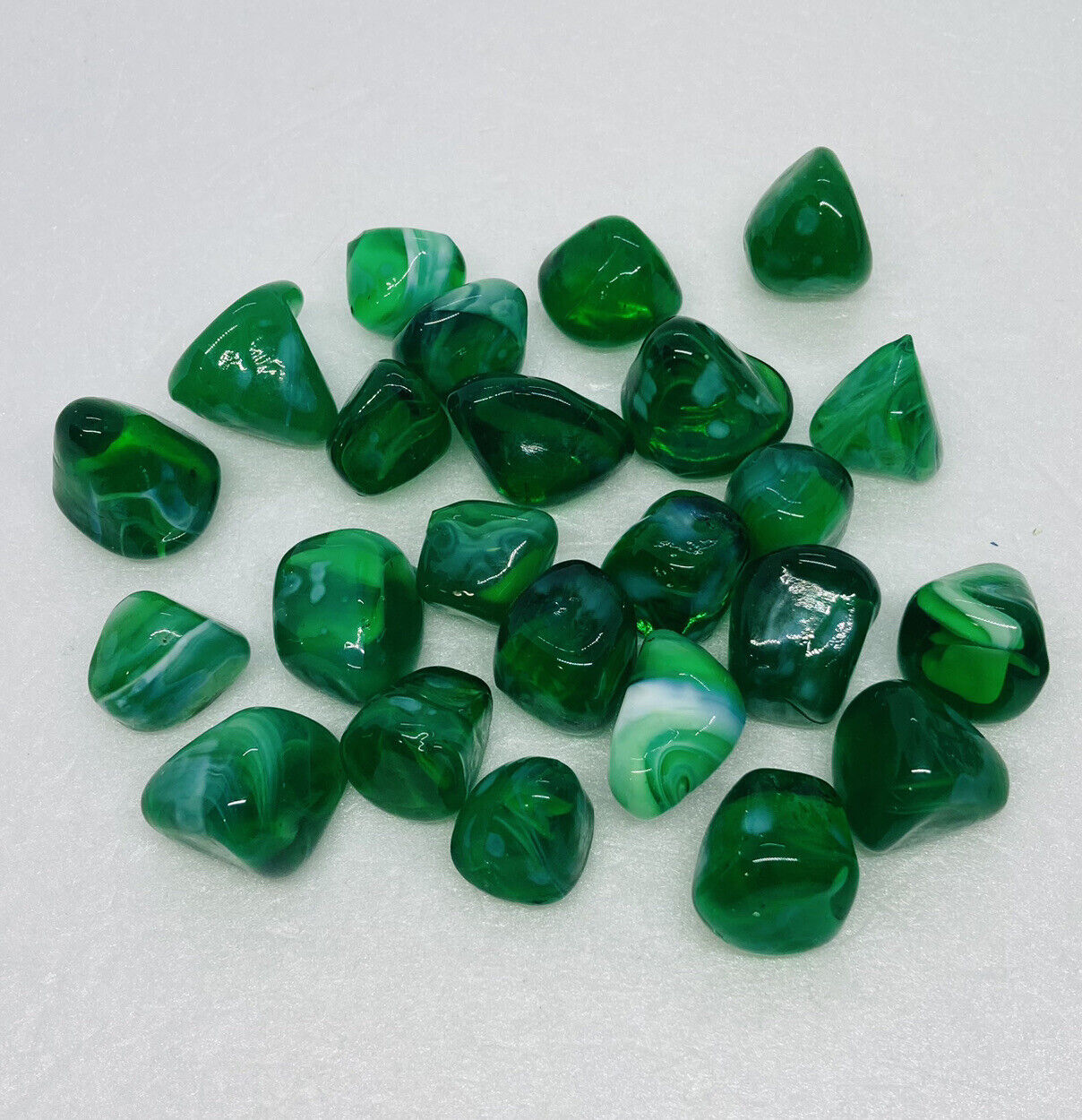 Vintage Emerald Green Tumble Malachite Rock Stones Lot of 24 Various Shaped 25