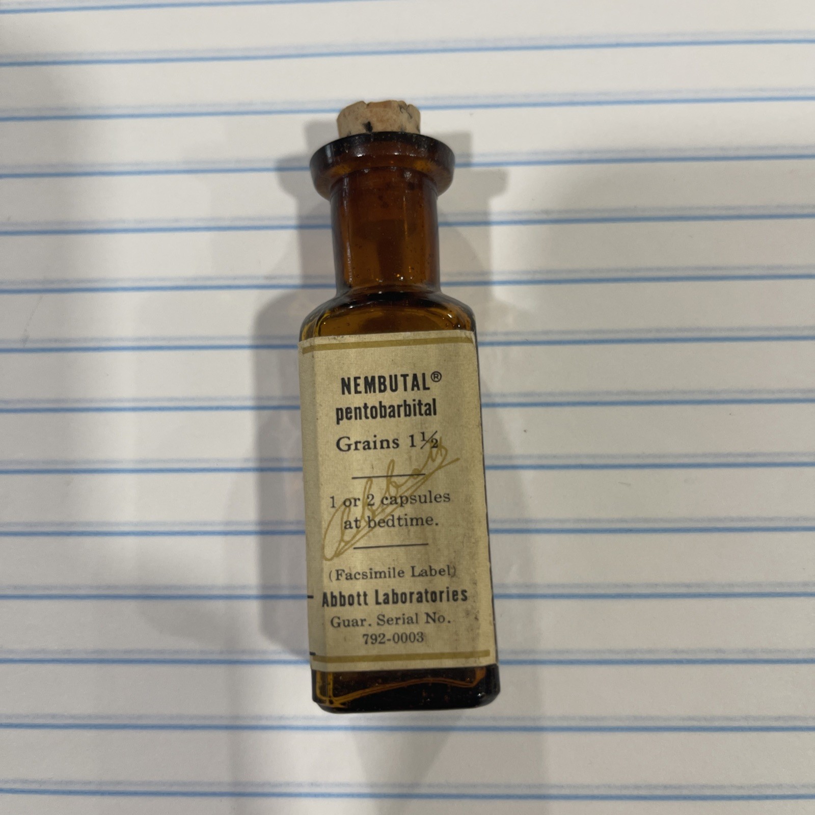 Vintage Abbott Nembutal pentobarbital empty bottle, rare pharmacy medication Vintage Abbott Nembutal pentobarbital empty bottle, rare pharmacy medication