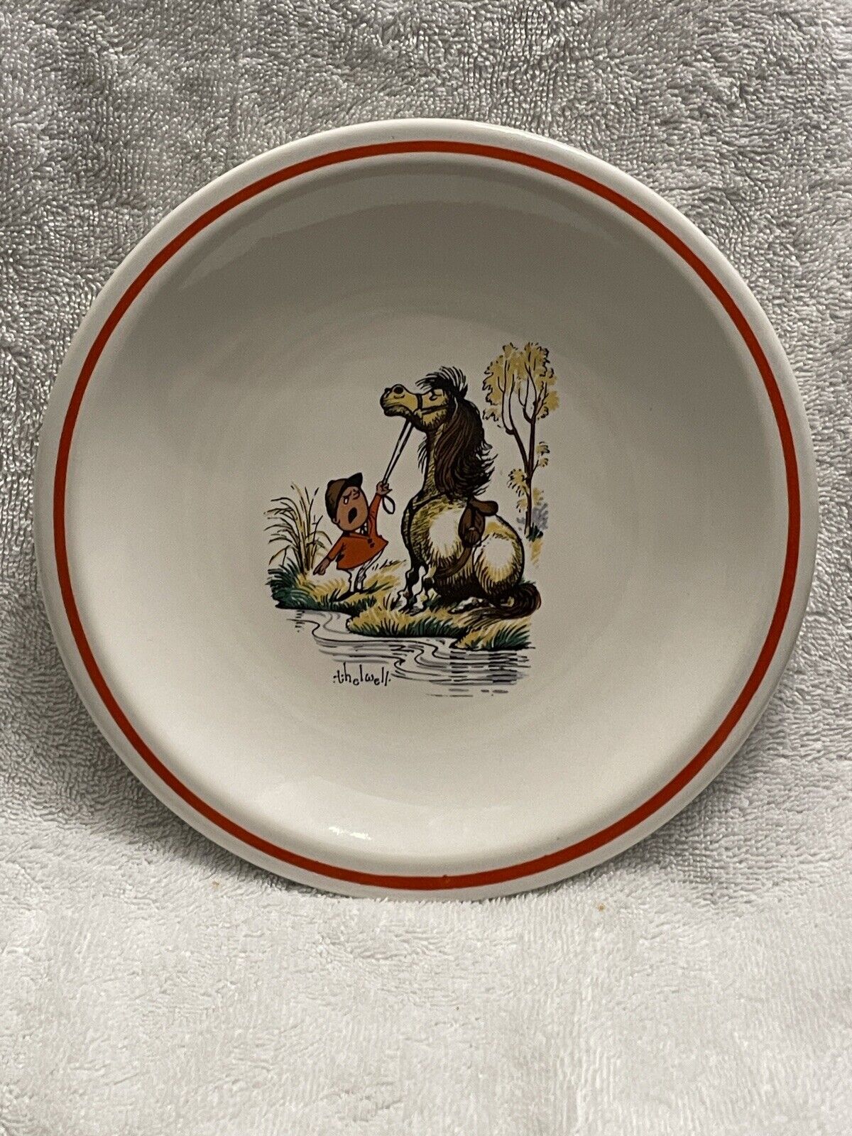 Pfaltzgraff Norman Thelwell Equestrian Children\'s Dinner Plate 8 5/8” Vintage