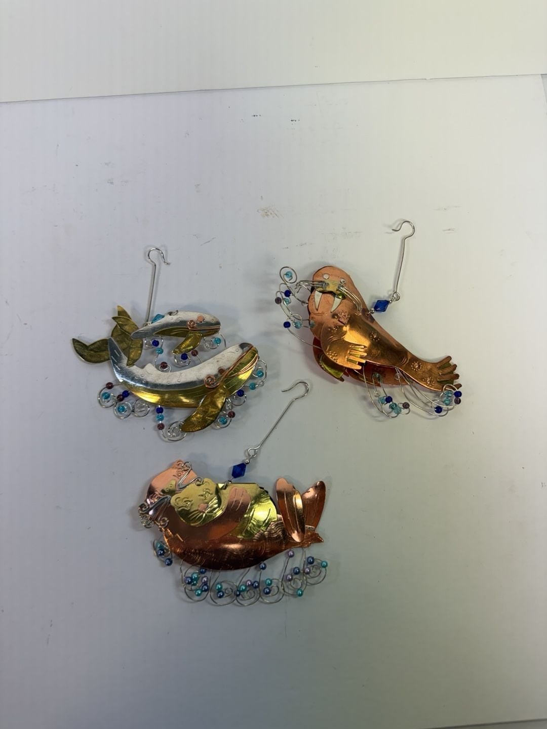 Pilgrim Imports Metal Sea Life Ornament Lot Whales Walrus Otter Pilgrim Imports Metal Sea Life Ornament Lot Whales Walrus Otter