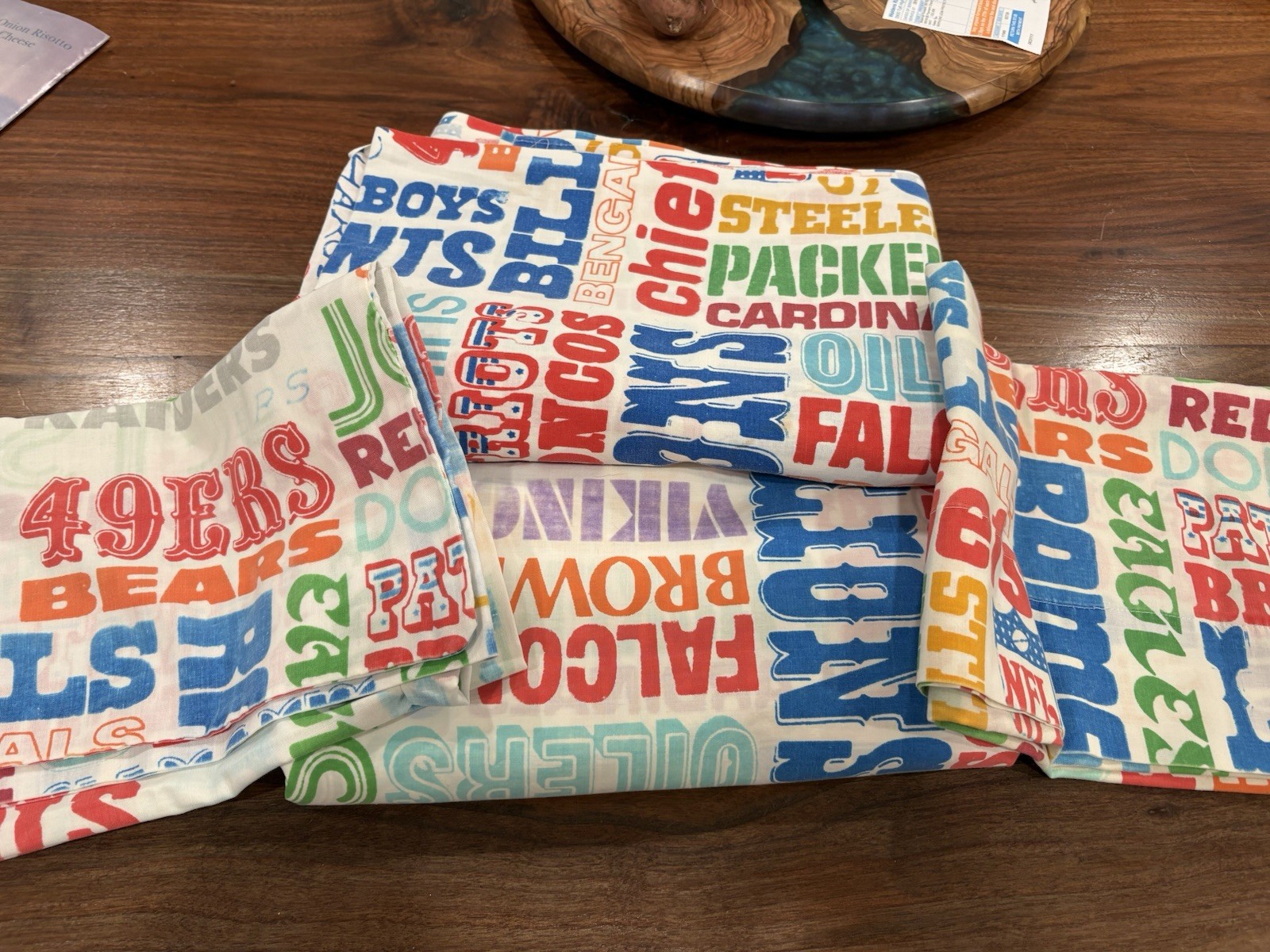 Vintage 1970s Perma Presst NFL Set 2 Twin Sheets Flat Pillow Case