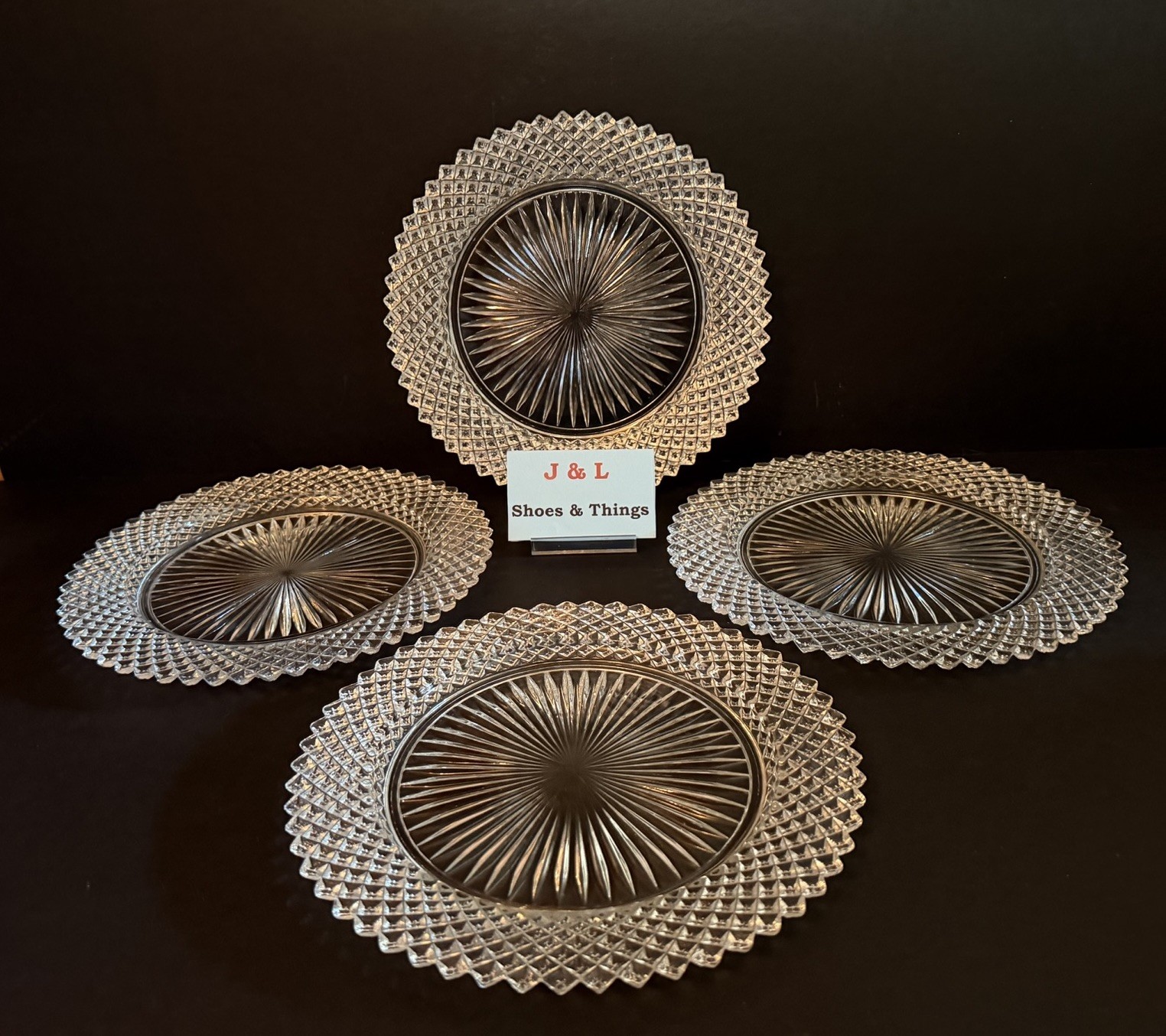 Anchor Hocking Miss America Set Of 4 Clear Glass Salad Plates 8.5\