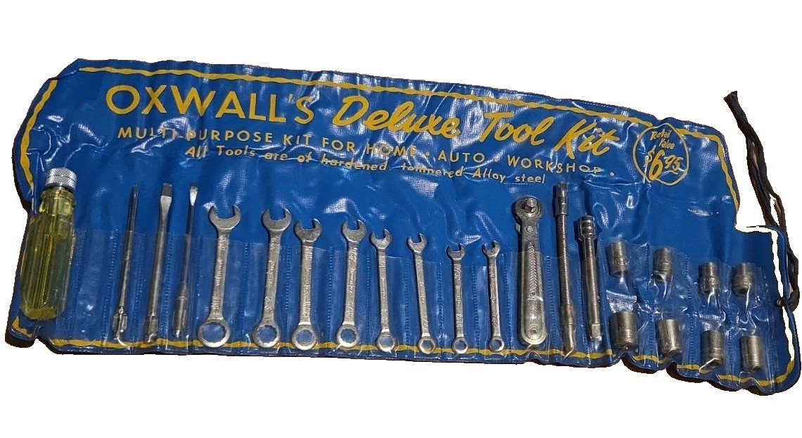 Vintage Oxwall\'s Deluxe Tool Kit Multi-Purpose Kit USED GOOD CONDITION Blue