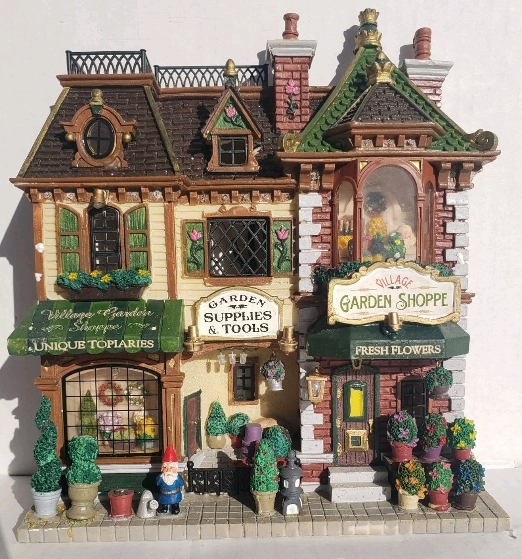 Lemax Essex Street Facade Village Garden Shoppe Retired 2016 Flower Shop Display