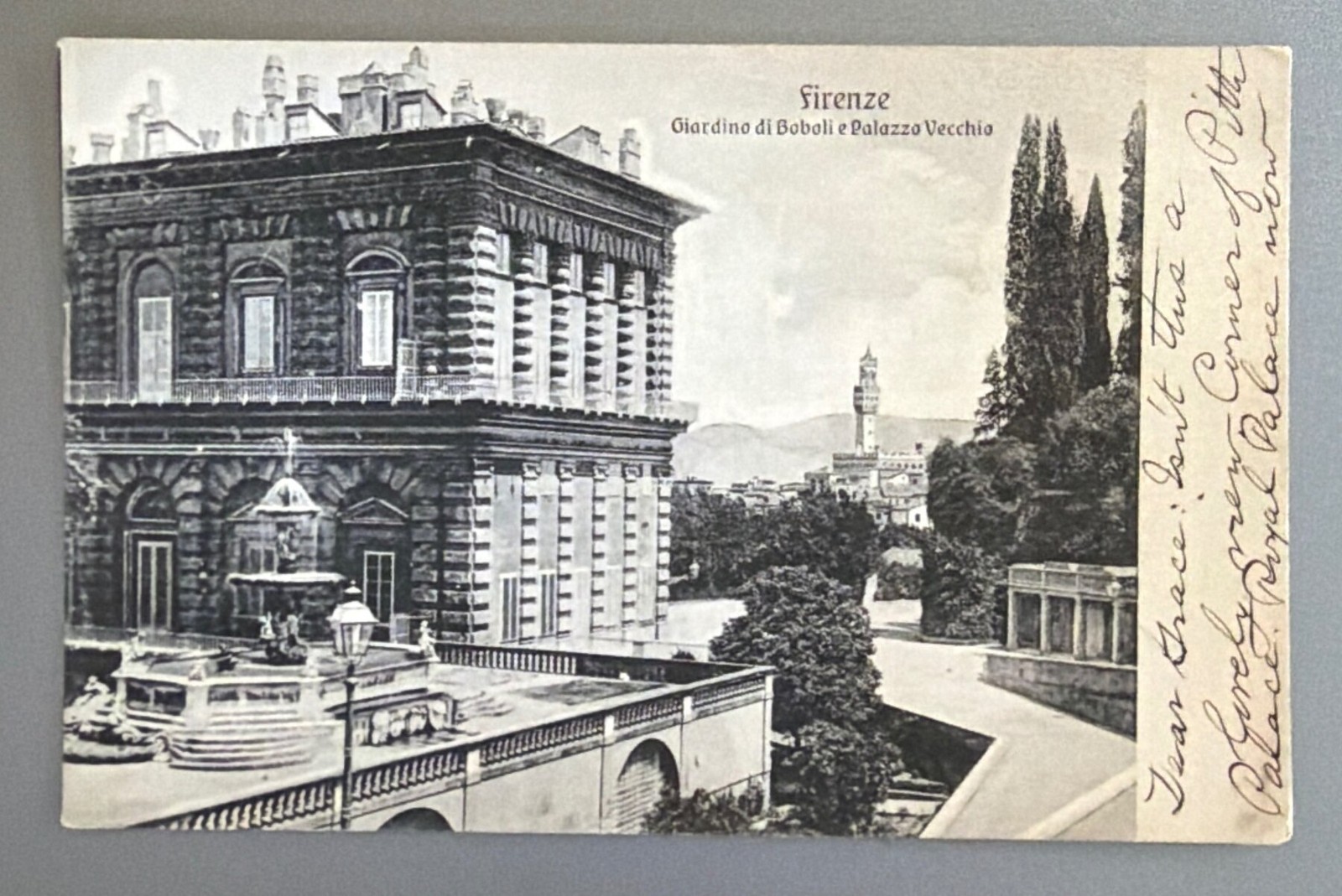 Postcard 1900s Firenze Boboli Gardens Palazzo Pitti Florence Italy Used