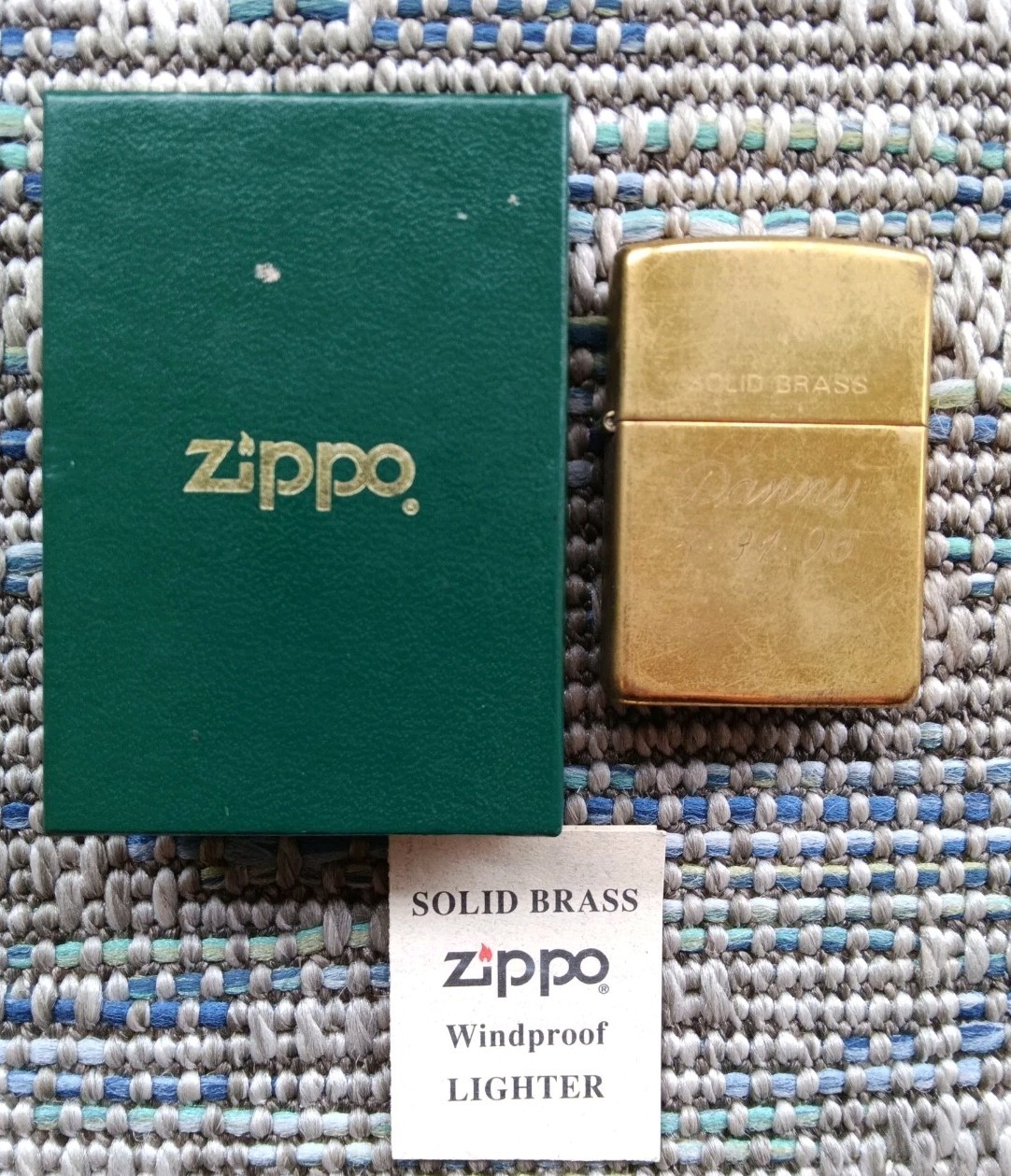 Vintage 1996 Brass Zippo Lighter USA XII With Box And Papers