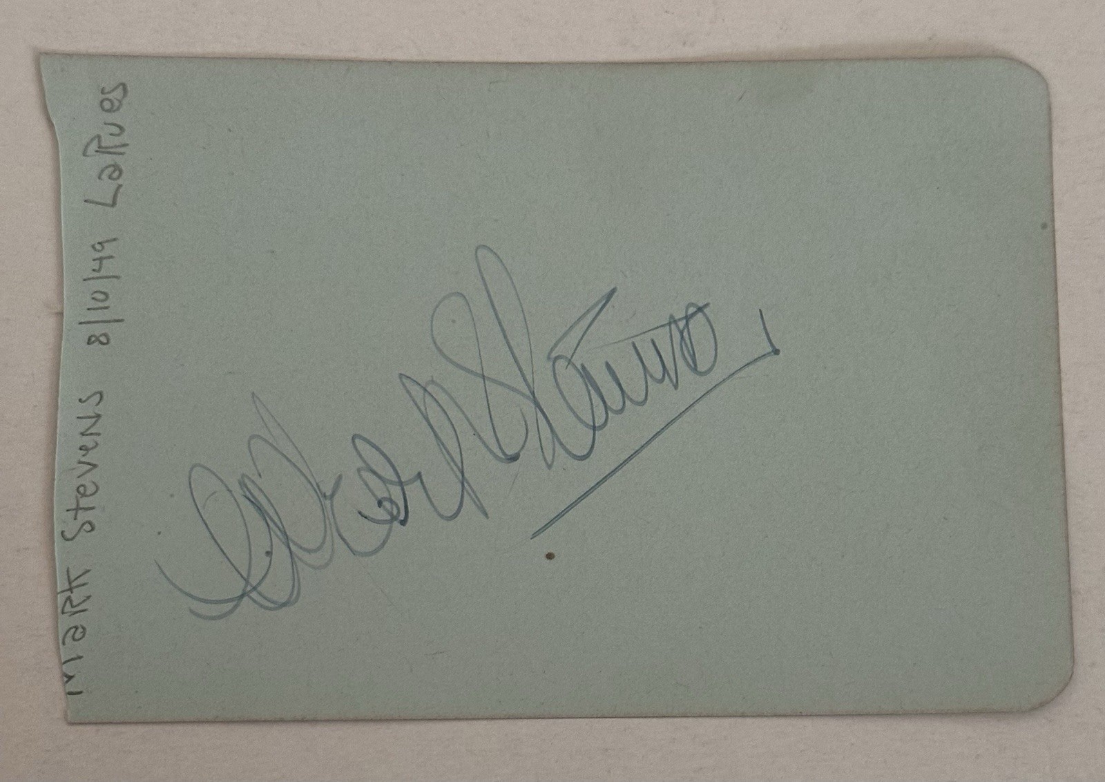 Vintage Mark Stevens’ Signature On An Album Page 3X4.5”