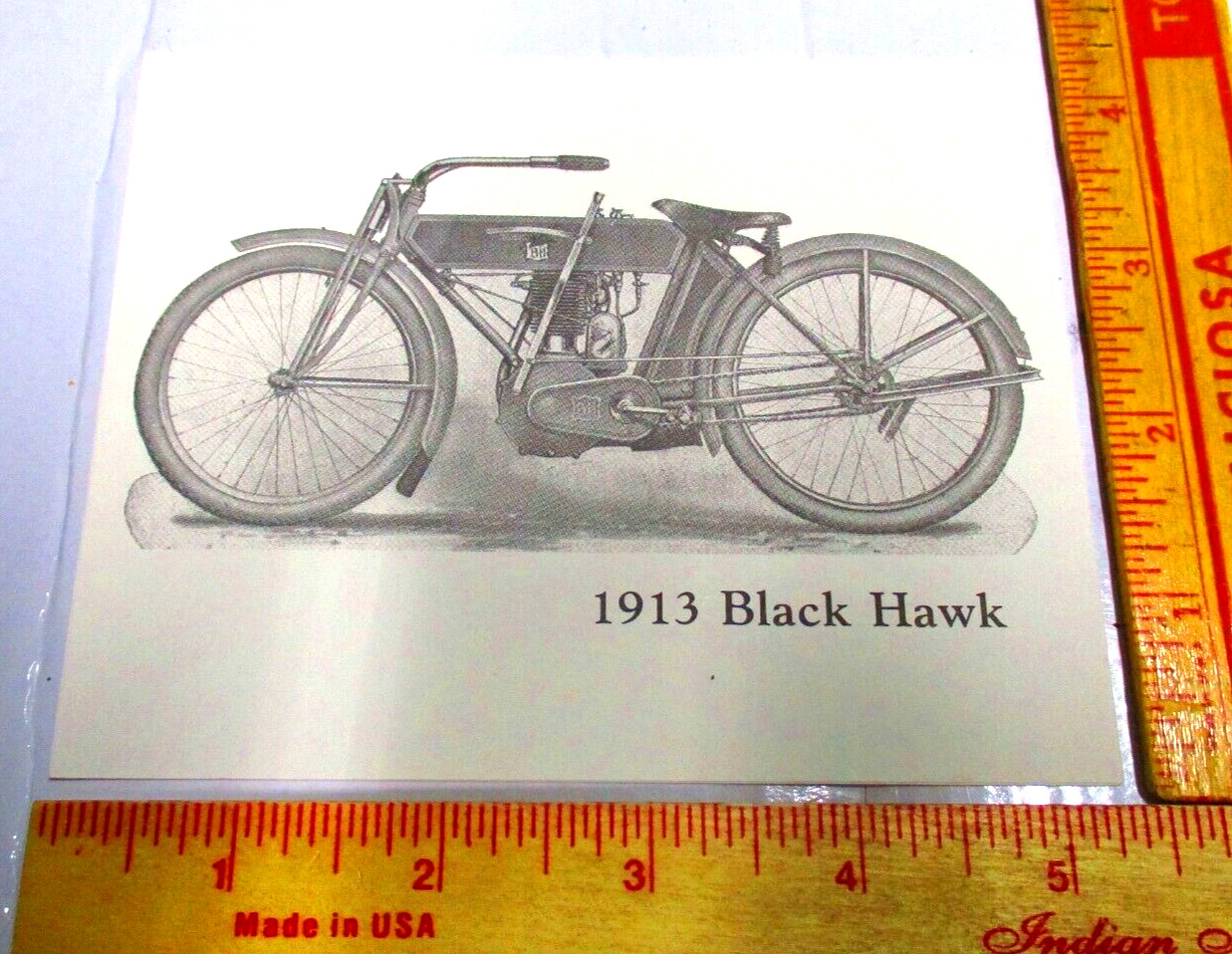 1913 Black Hawk note card collectible vintage motorcycle postcard memorabilia 1913 Black Hawk note card collectible vintage motorcycle postcard memorabilia