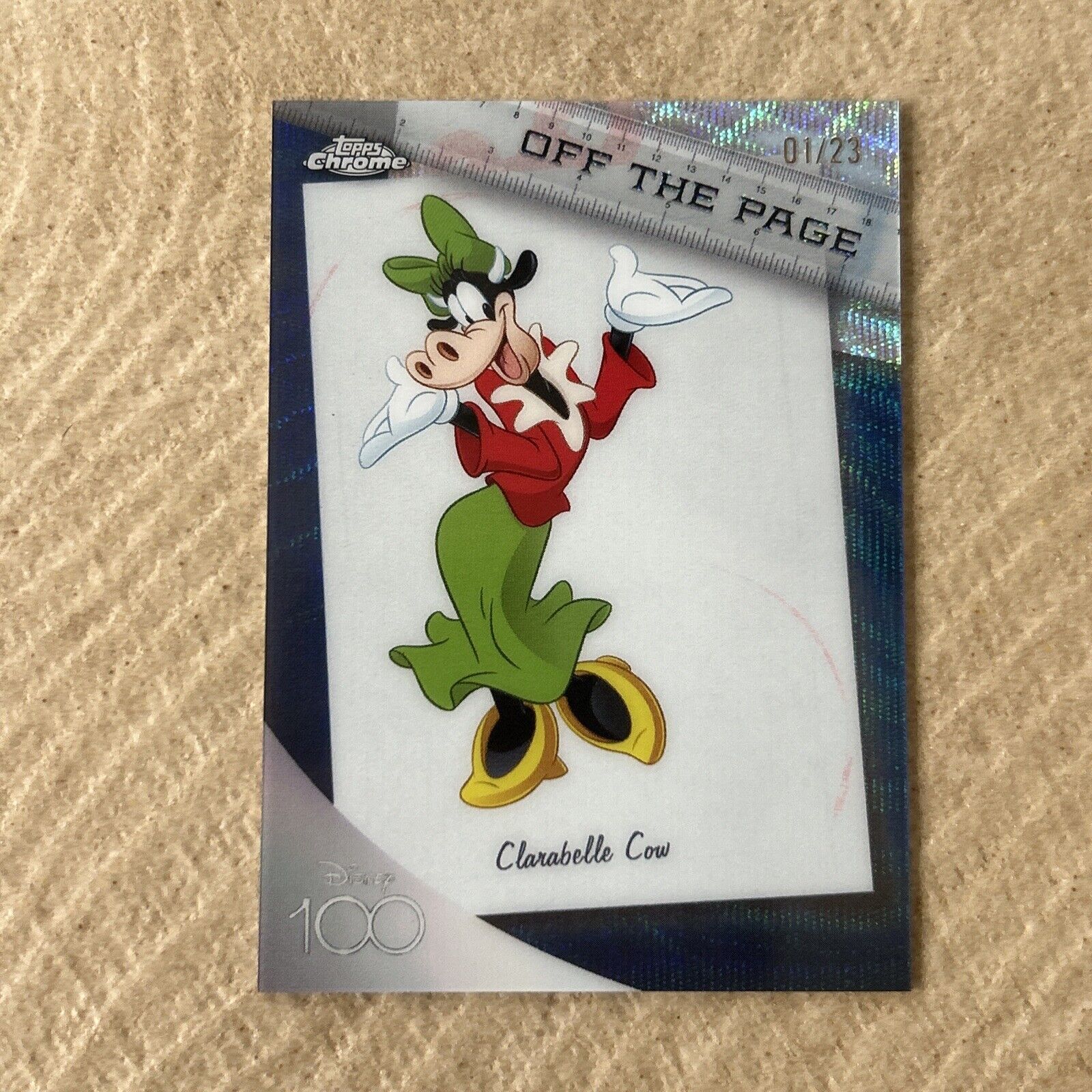 2023 Topps Chrome Disney 100 Blue Wave Refractor Clarabelle Cow /23 Off The Page