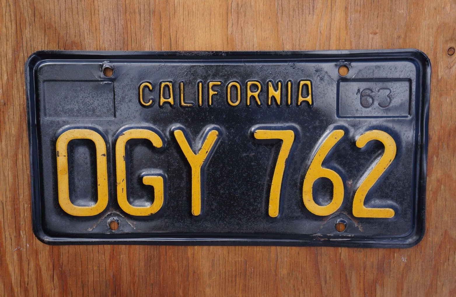 1963 - 1969 CALIFORNIA License Plate # OGY 762