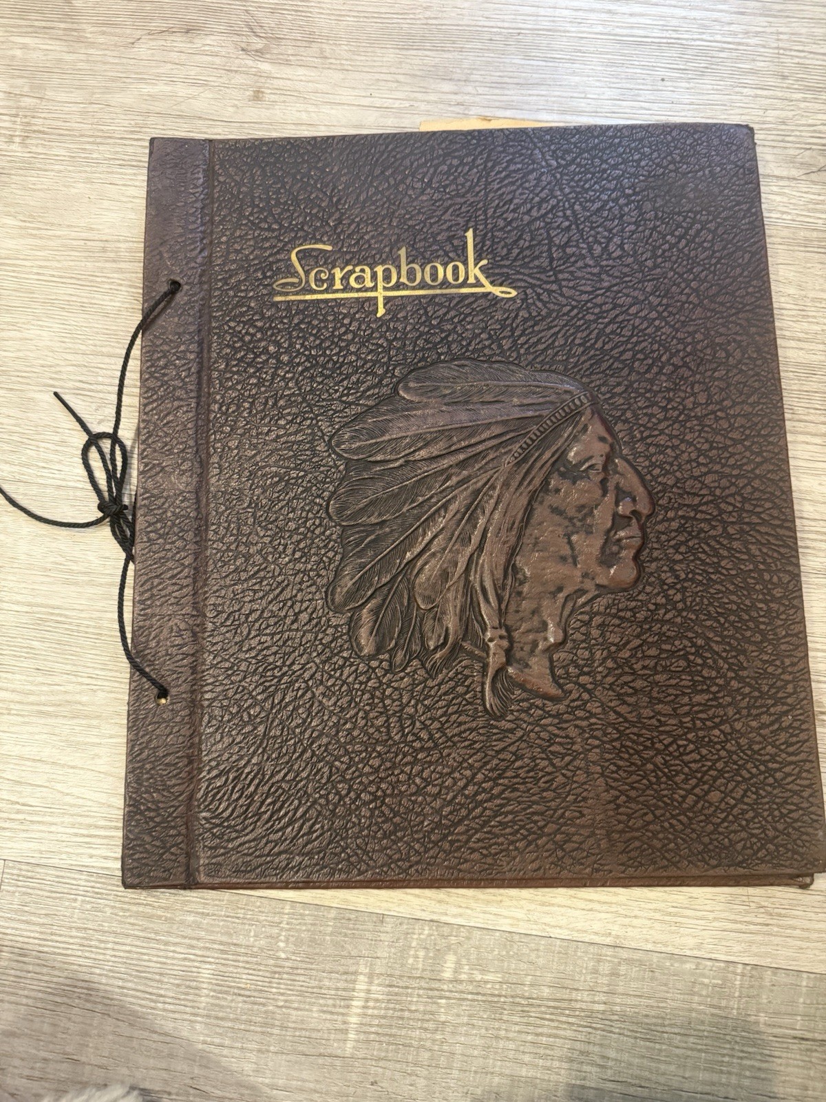 Vintage 1940s Embossed Leather Scrapbook - Native American Chief Souvenir