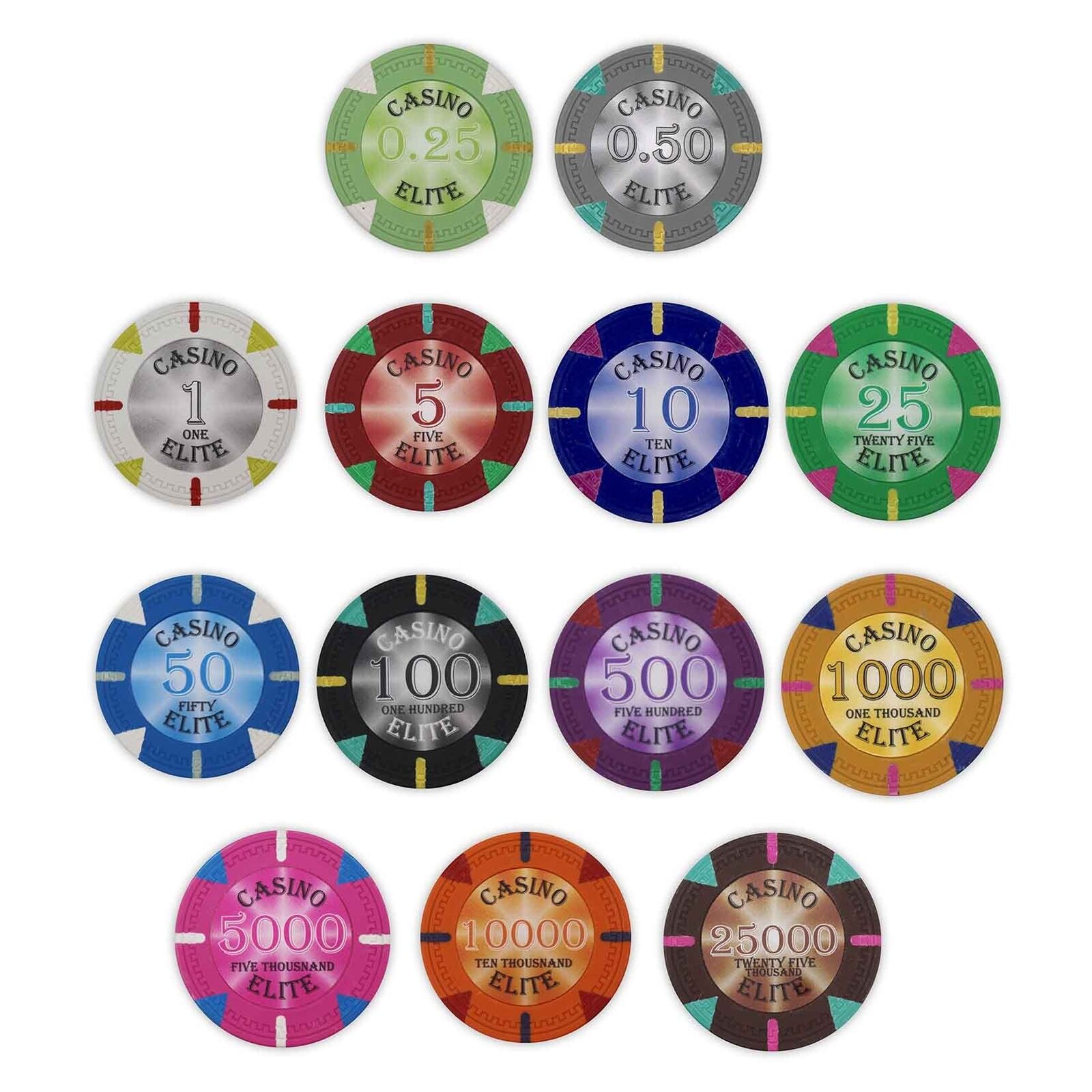 Bulk 800 Casino Elite Clay Poker Chips - 14 Gram - Pick Your Denominations