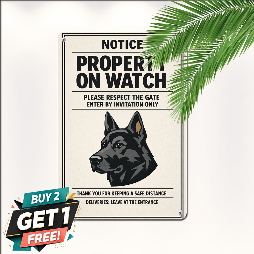 Dutch Shepherd Home Protected By Dog Security Notice Metal Sign 8x12