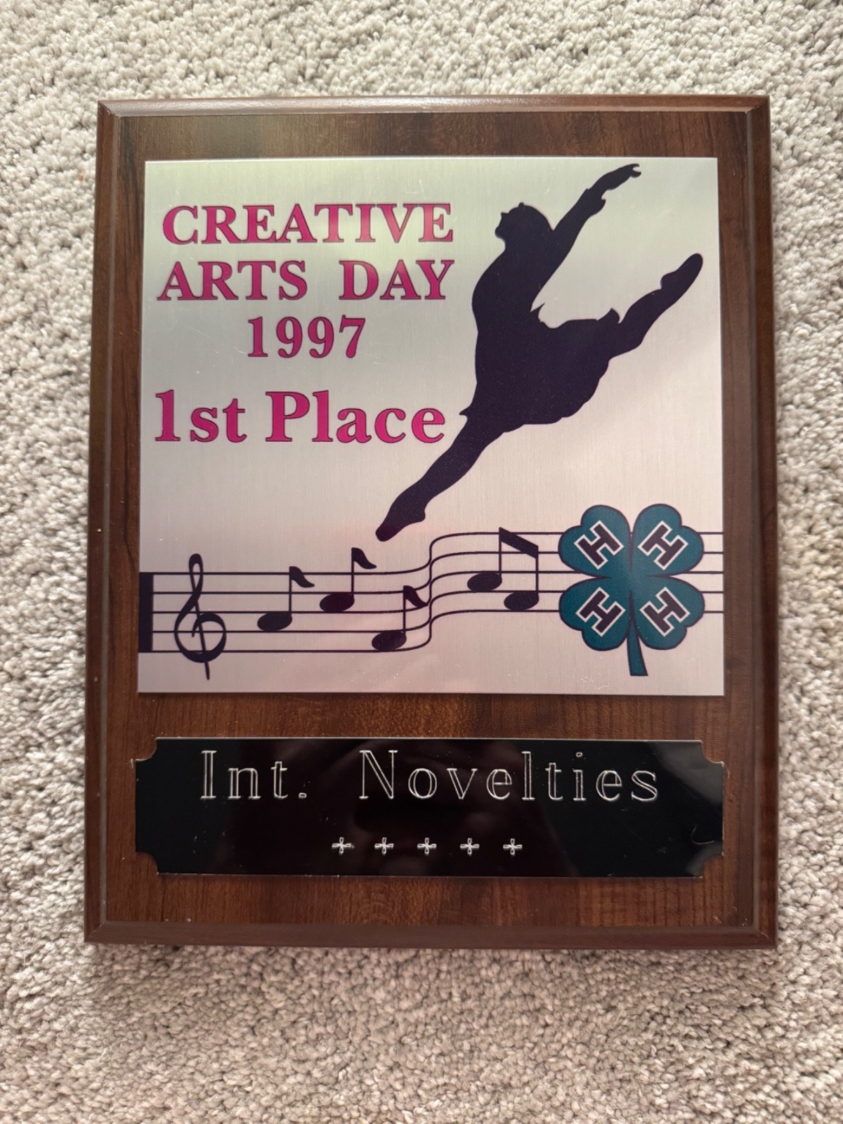 Wood County Creative Arts Day 1997 1st First Place Intermediate Novelty Plaque Wood County Creative Arts Day 1997 1st First Place Intermediate Novelty Plaque