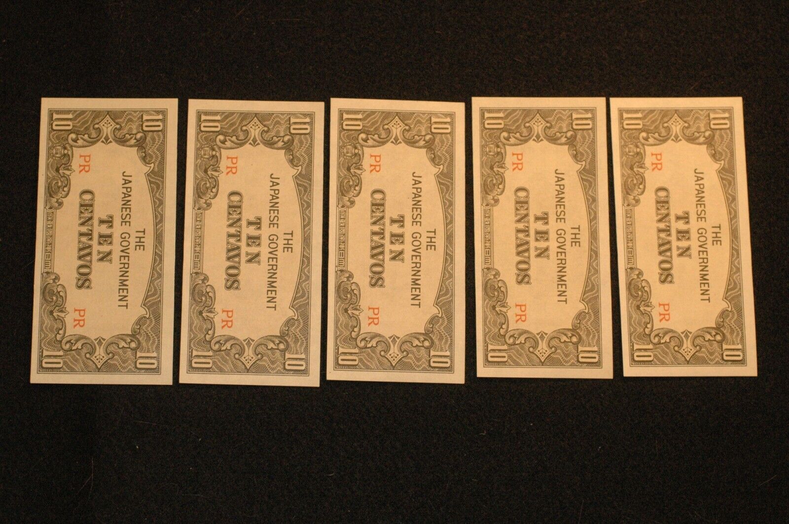 Japanese Philippine invasion money Five (5) crisp uncirculated notes
