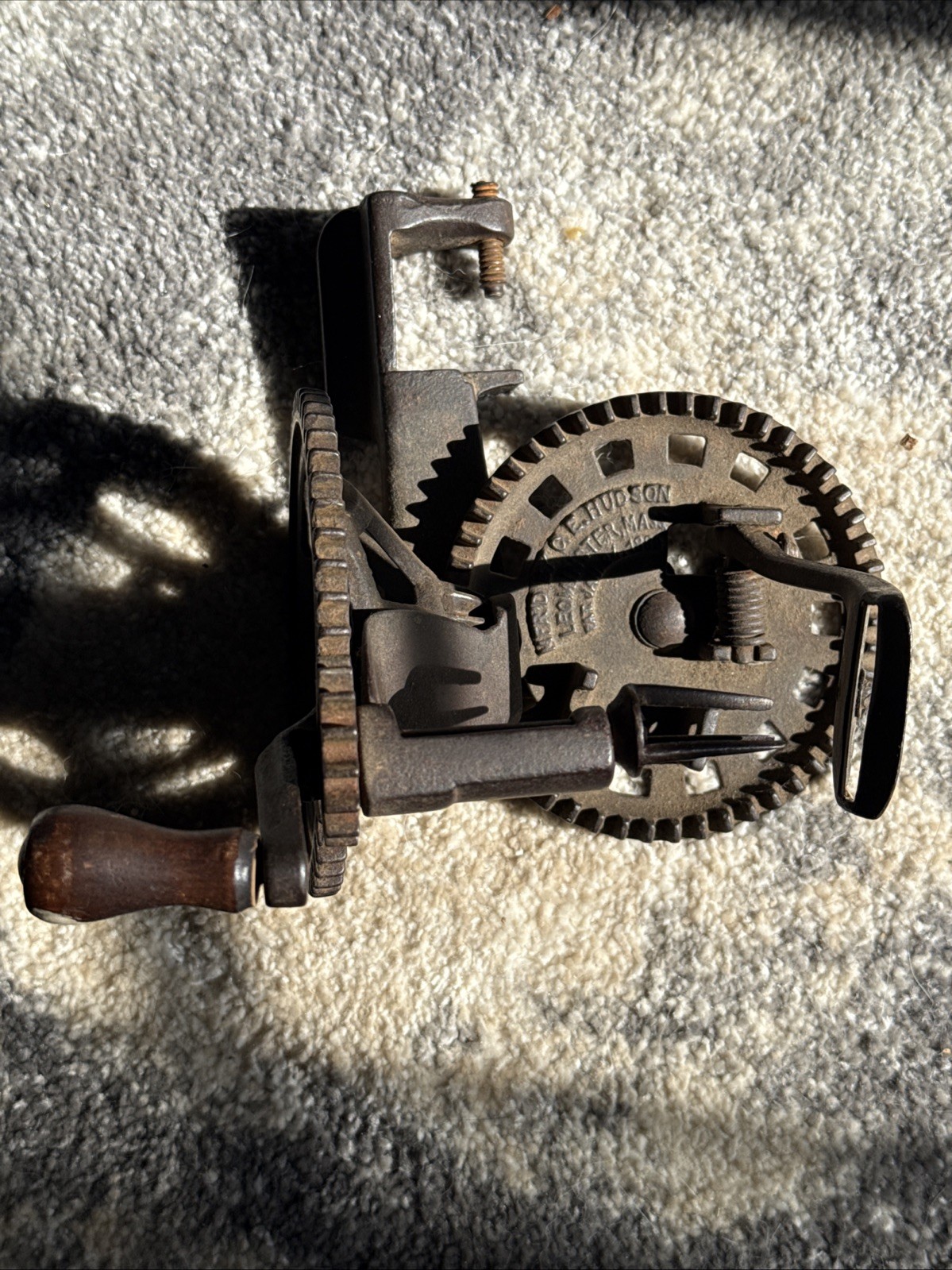 Antique Apple Peeler Mf\'d By C.E.Hudson Leominster Mass. Pat\'d Jan. 24, 1882 Antique Apple Peeler Mf\'d By C.E.Hudson Leominster Mass. Pat\'d Jan. 24, 1882