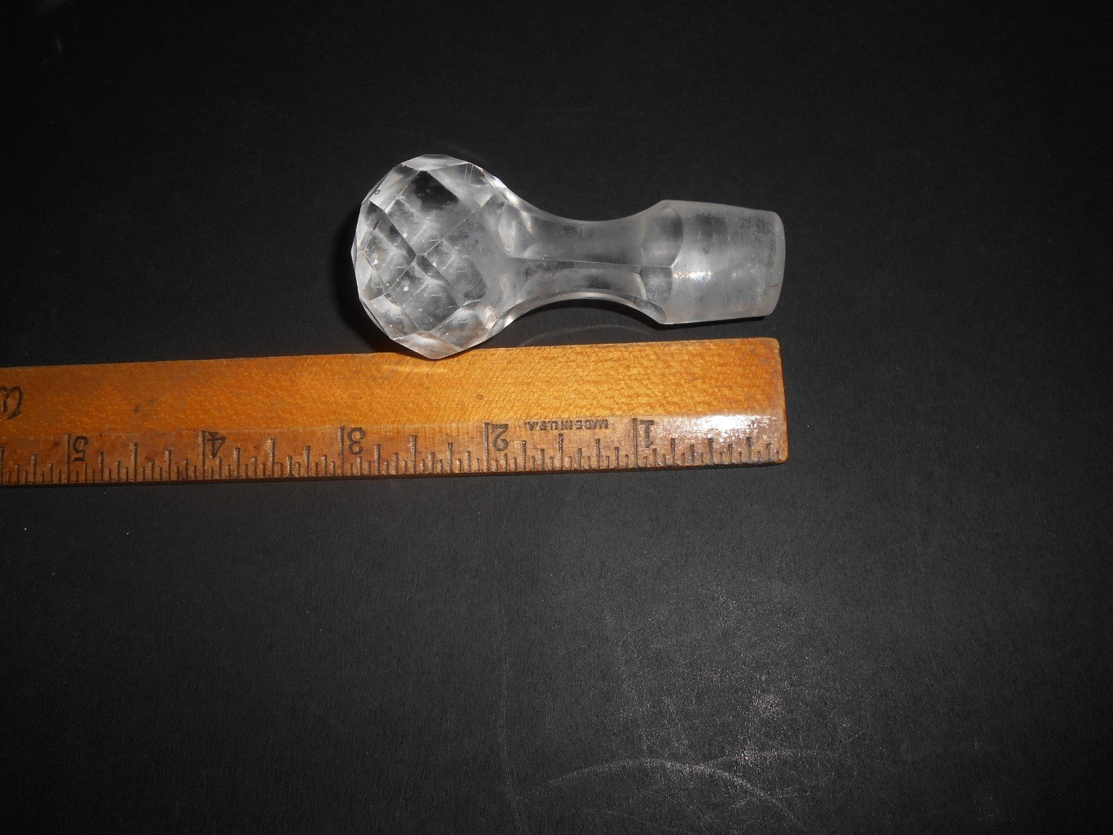 Antique Round Diamond Cut Faceted Glass Stopper 3\ Antique Round Diamond Cut Faceted Glass Stopper 3\