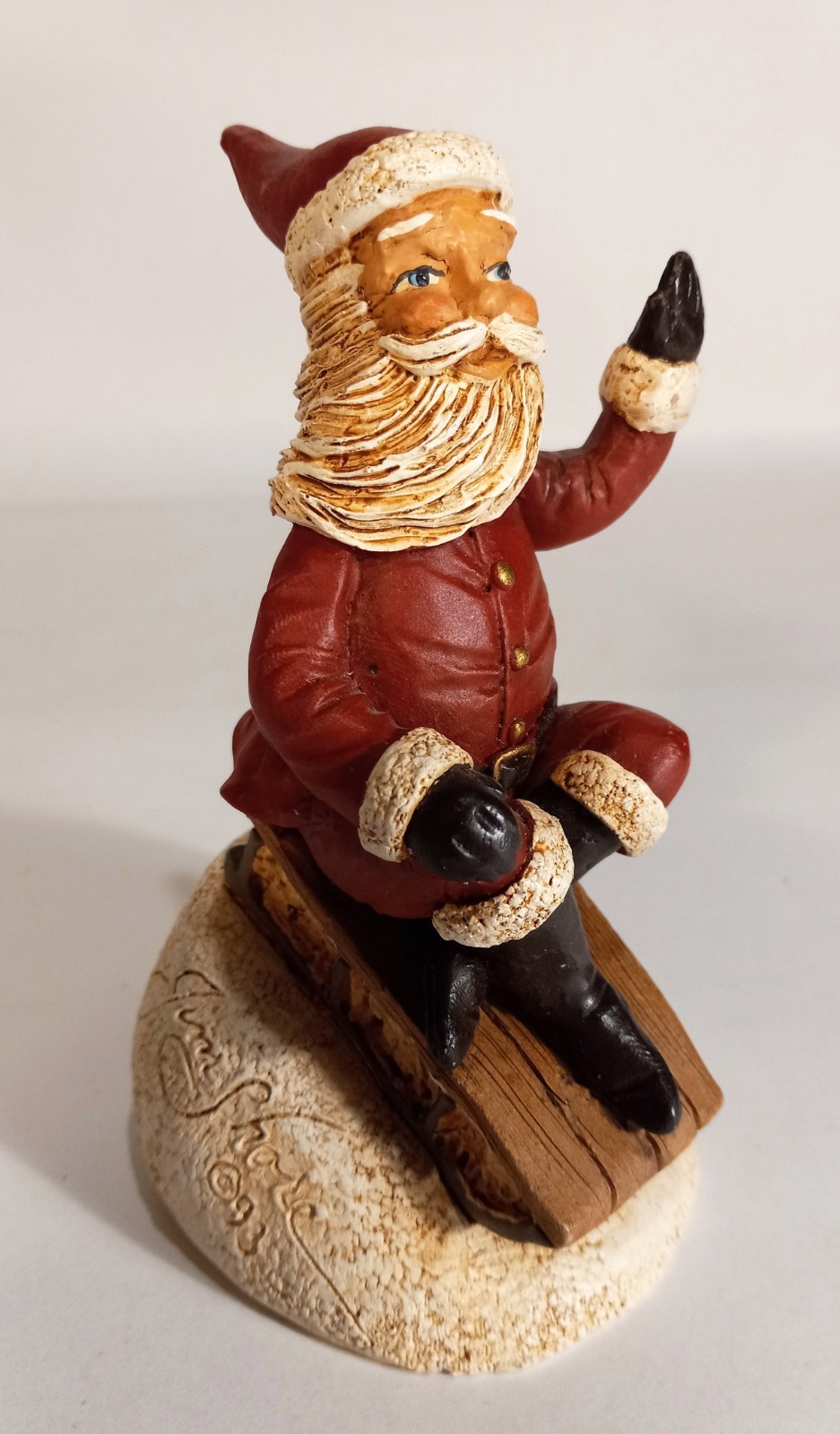 Vtg 1993 Early JIM SHORE Great American Design SANTA CLAUS on SLED-Ltd Edition