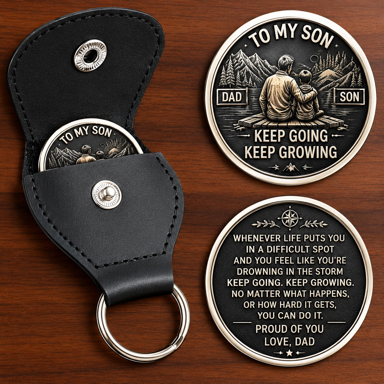 To My Son Challenge Coin From Dad Inspirational Love Gift Graduation Keepsake