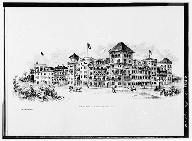 Photo:Saint Augustine FL 1888 Casa Monica Hotel Alameda Arch Drawing HABS