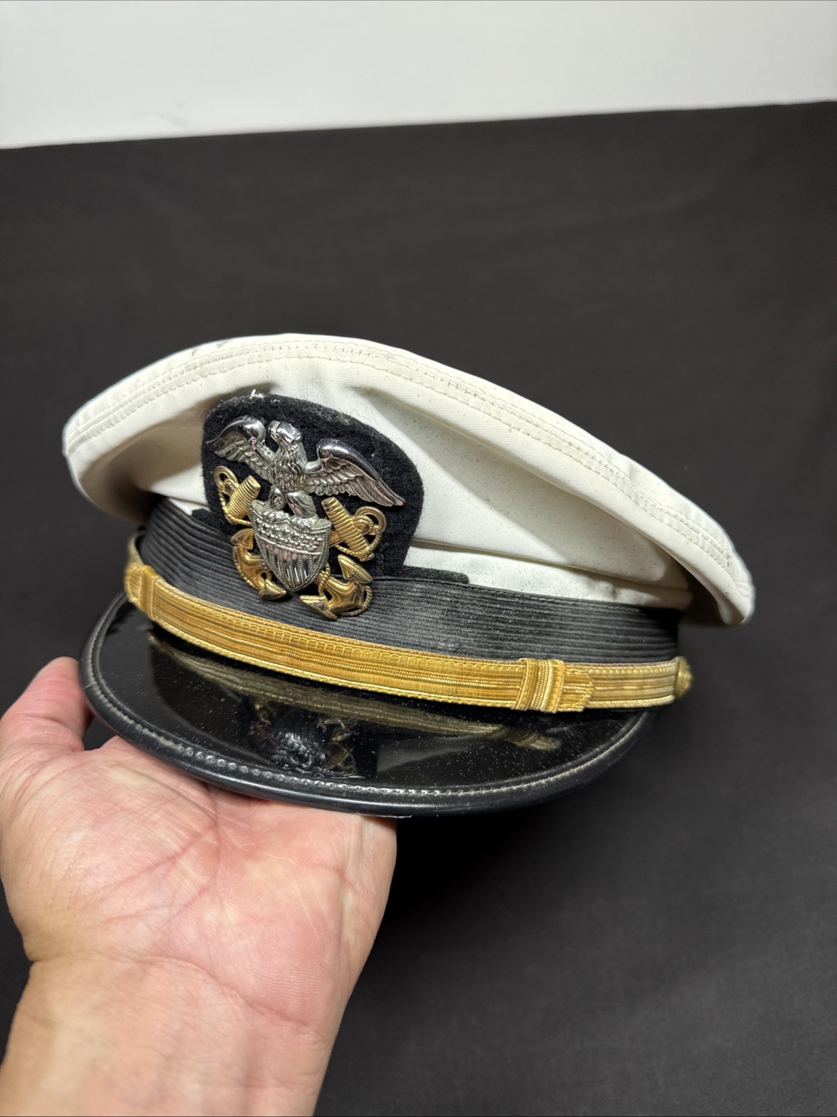 WWII Era “Kant-Krack” US Navy Officer Cap With Original Hat Badge 
