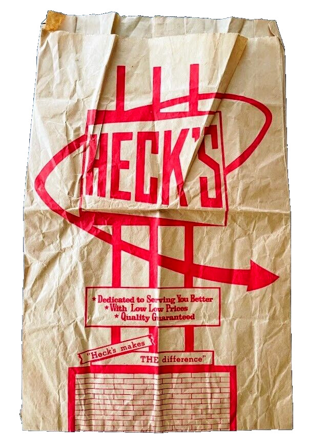 HECK'S Vintage Department Store Original Brown Paper Shopping Bag HECKS 18X12X3