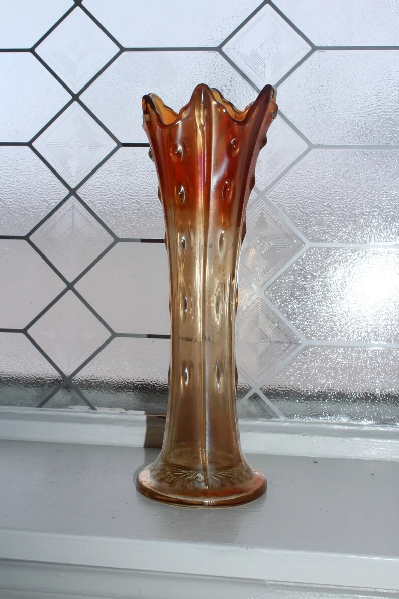 Antique Carnival Swung Glass Vase Marigold Dugan Target