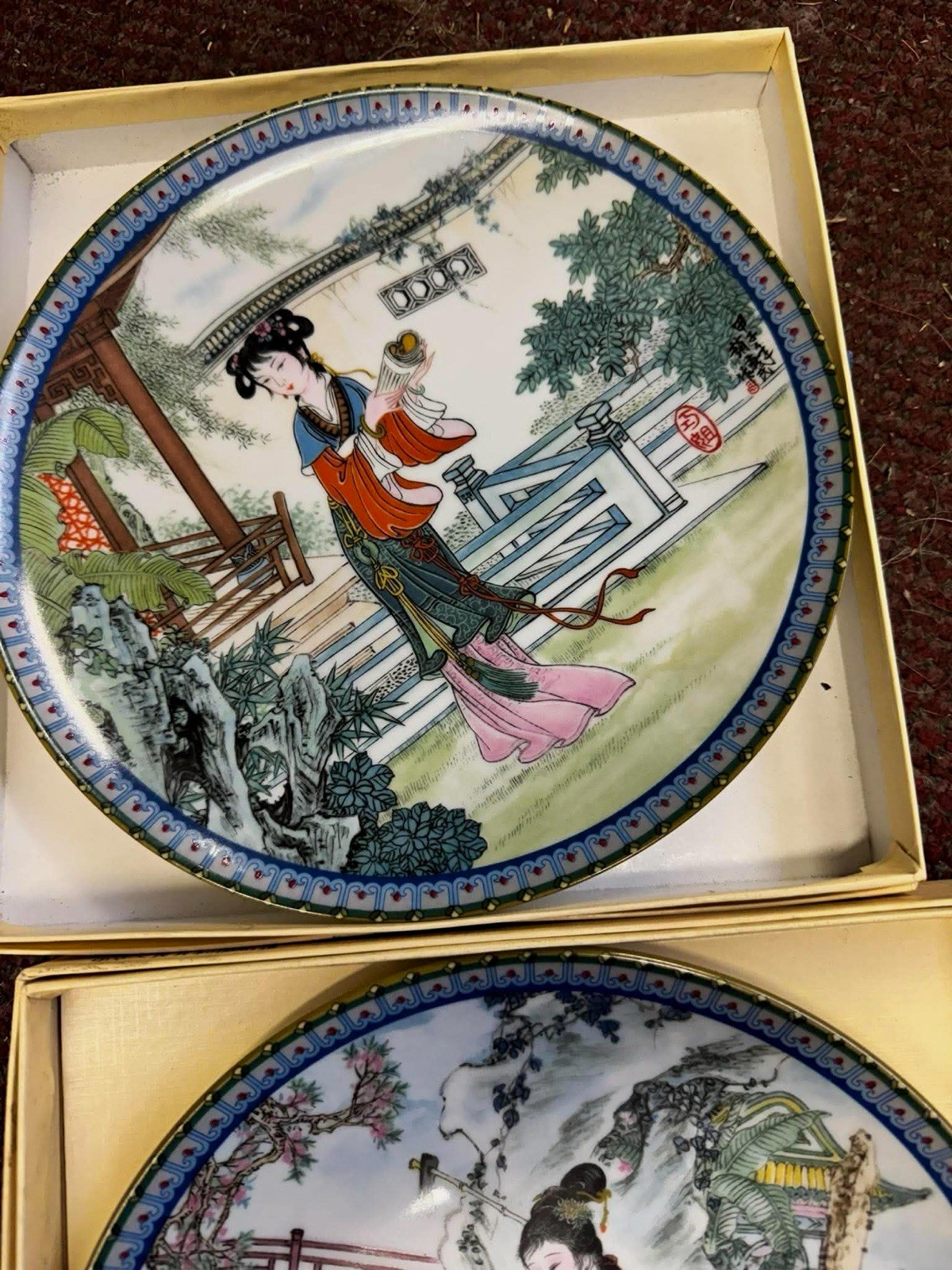 Imperial Jingdezhen Porcelain Plum Blossom Fairy Collectible Plate Boxed w/ Docs