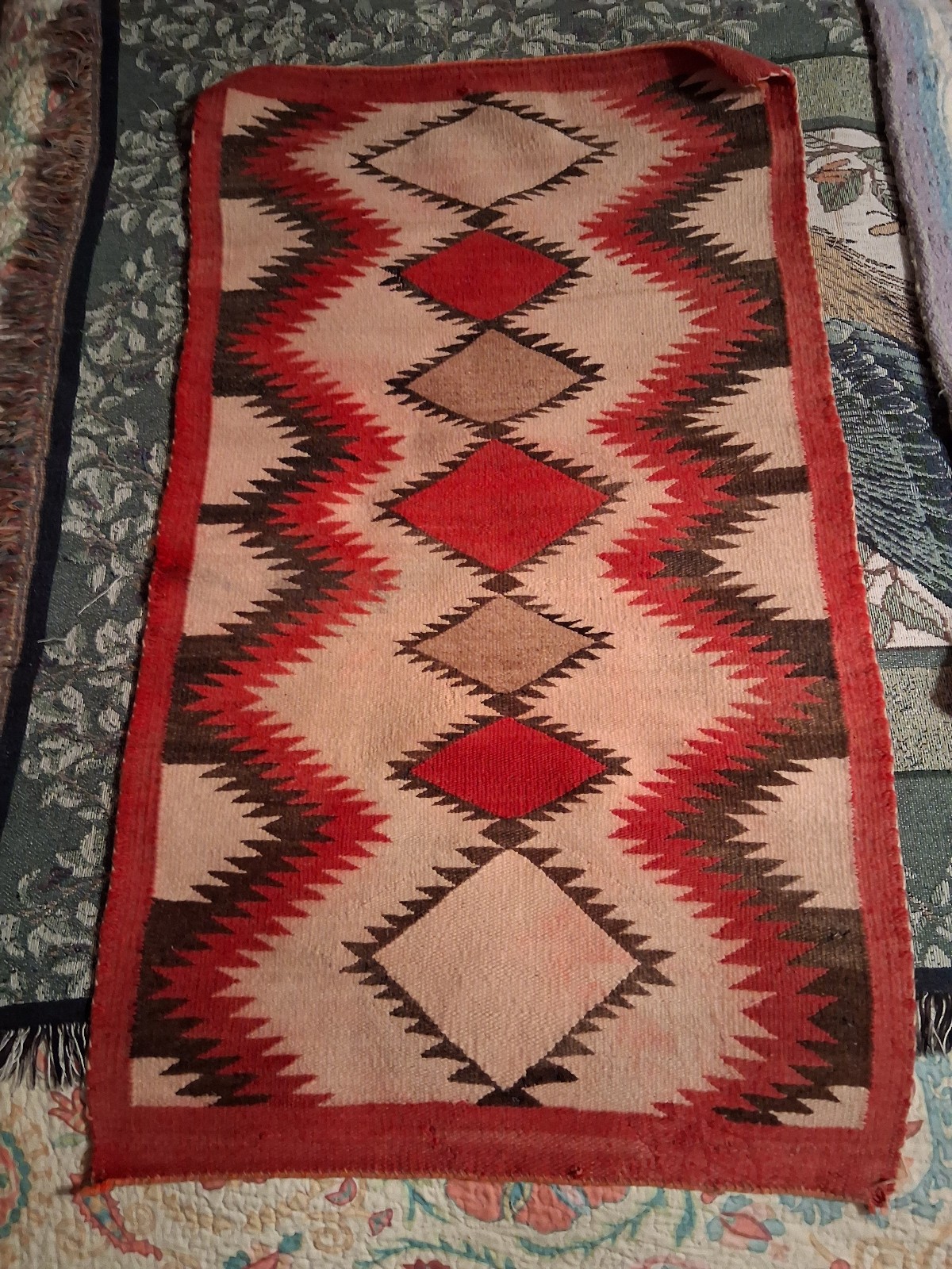 Navajo Rug Vintage 26 x 44 Inches 3.6 ft x 2.1 ft. A Little Tatterd MAKE OFFERS Navajo Rug Vintage 26 x 44 Inches 3.6 ft x 2.1 ft. A Little Tatterd MAKE OFFERS