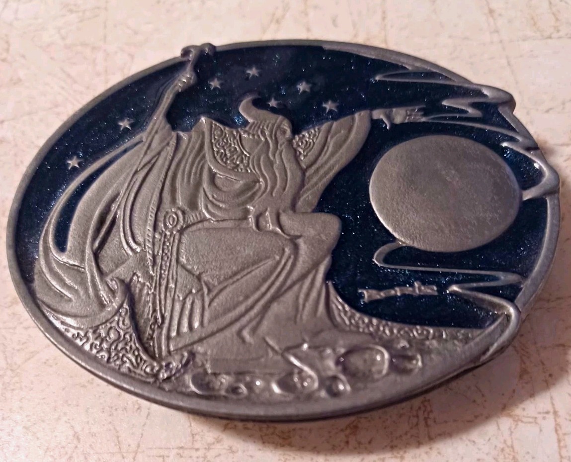 Vtg 1992 Boris Vallejo Wizard Pewter Belt Buckle Siskiyou Y-6 Enamel Fantasy USA