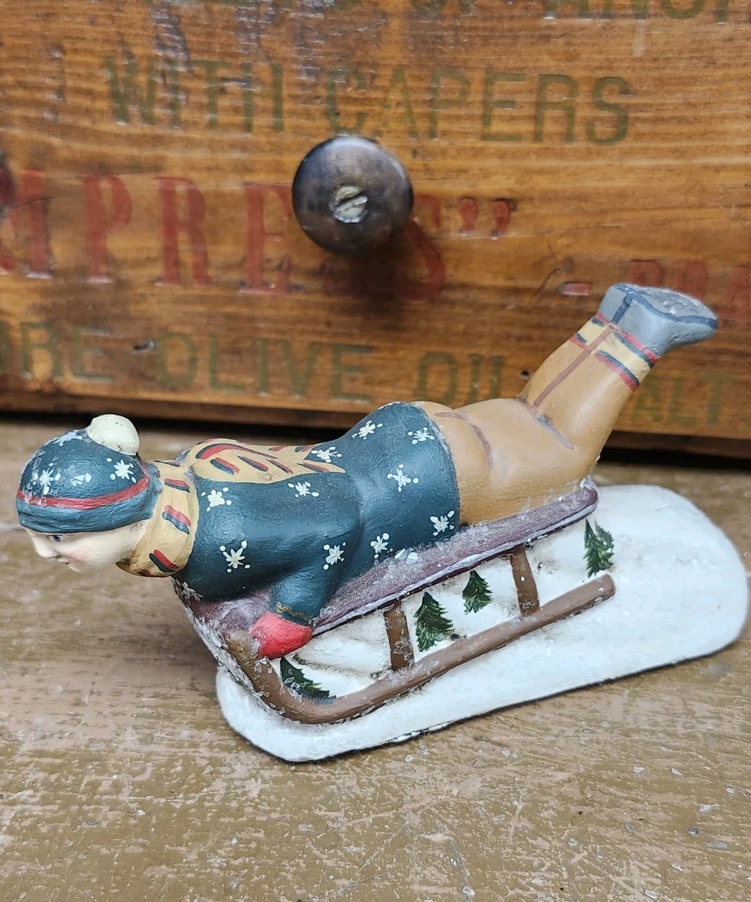 Walnut Ridge Collectibles Down Hill Racer By Sled #90/2500 Kathi L Bejma Vtg \'95