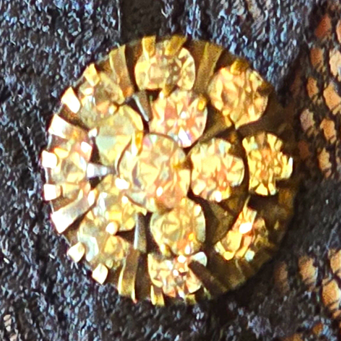 Vintage 1930s Czech Rhinestone; Czechoslovakia, Art Deco Brass Rosette.