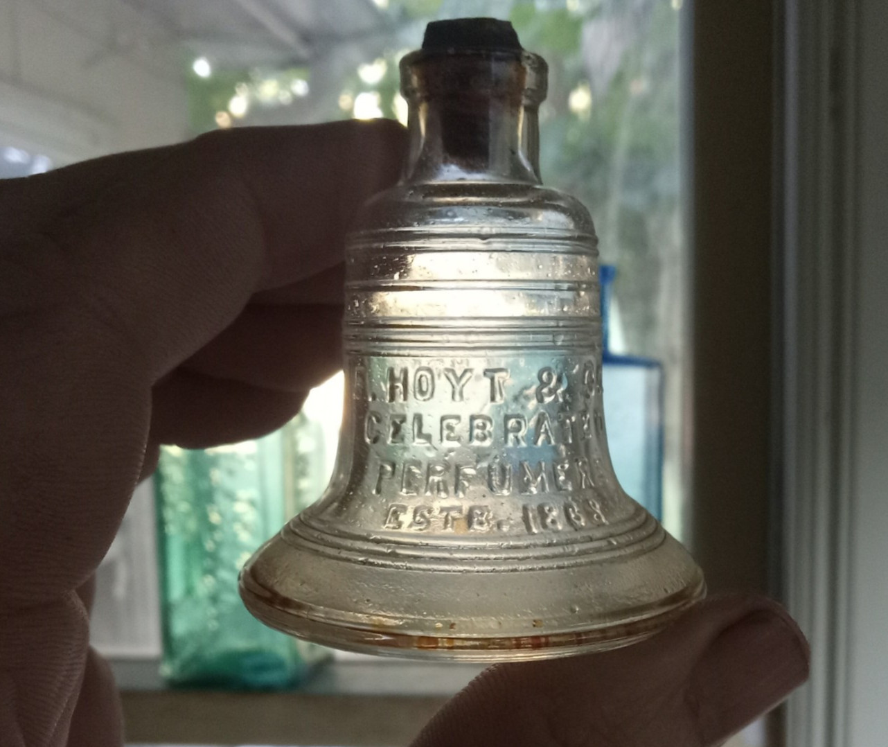 1926 DATED F.HOYT & CO LIBERTY BELL FIGURAL SESQUICENTENNIAL COLOGNE BOTTLE