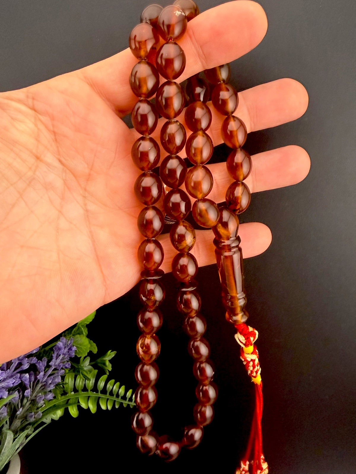 Genuine sumatran amber Islamic Rosary 45-bead 47g مسباح كهرمان سومطري حر