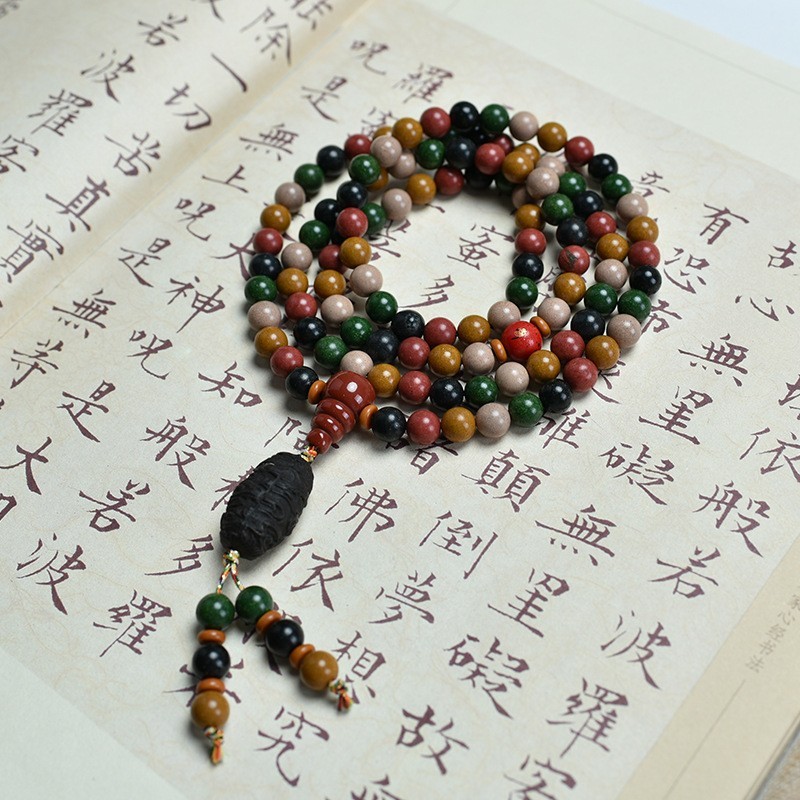 Chinese Medicinal Handmade Ancient Five-element Incense 8mm 100 Beads Bracelet