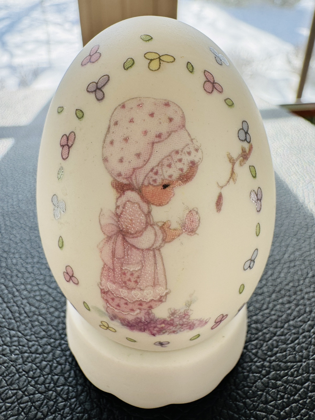 Precious Moments Egg on Stand Easter Porcelain We Are Gods Workmanship Vtg 1992