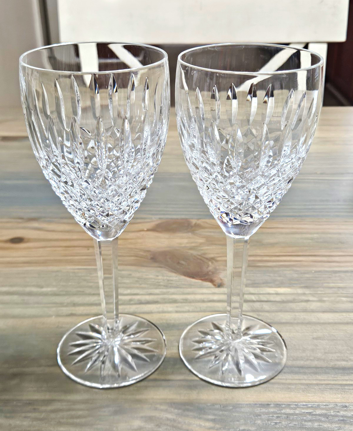 Waterford Cut Crystal Stemmed Wine Glasses Set of 2 Clear 8 oz 8 in