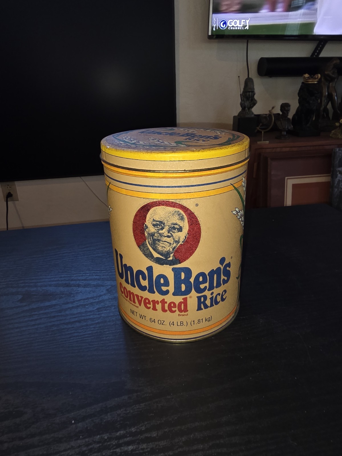 Vintage 1985 Uncle Ben's Rice Tin 64oz Container Kitchen Storage