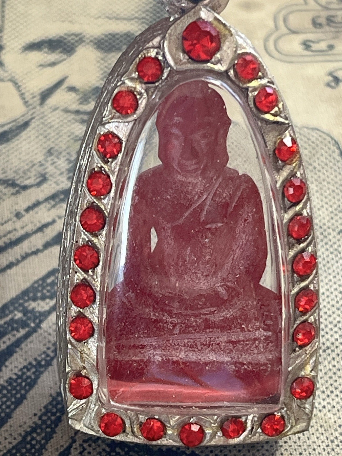 Phra Hin kae Bucha Thai Buddha Statue Kru Hot beautifulhandmade from Red stone