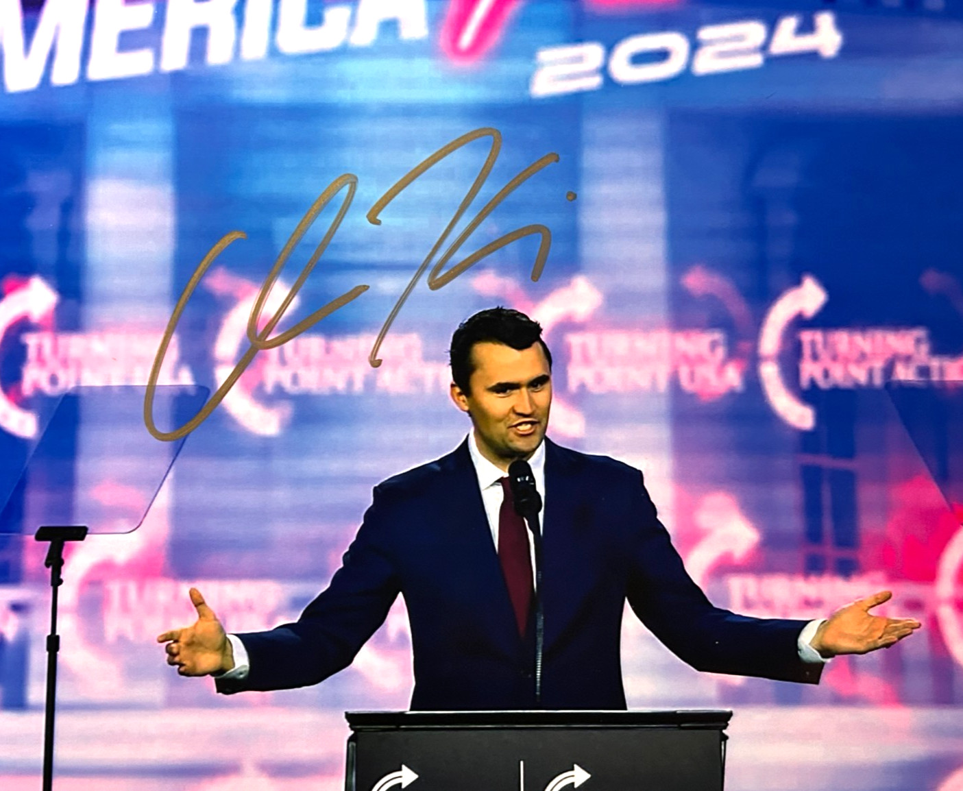 CHARLIE KIRK Signed 8x10\