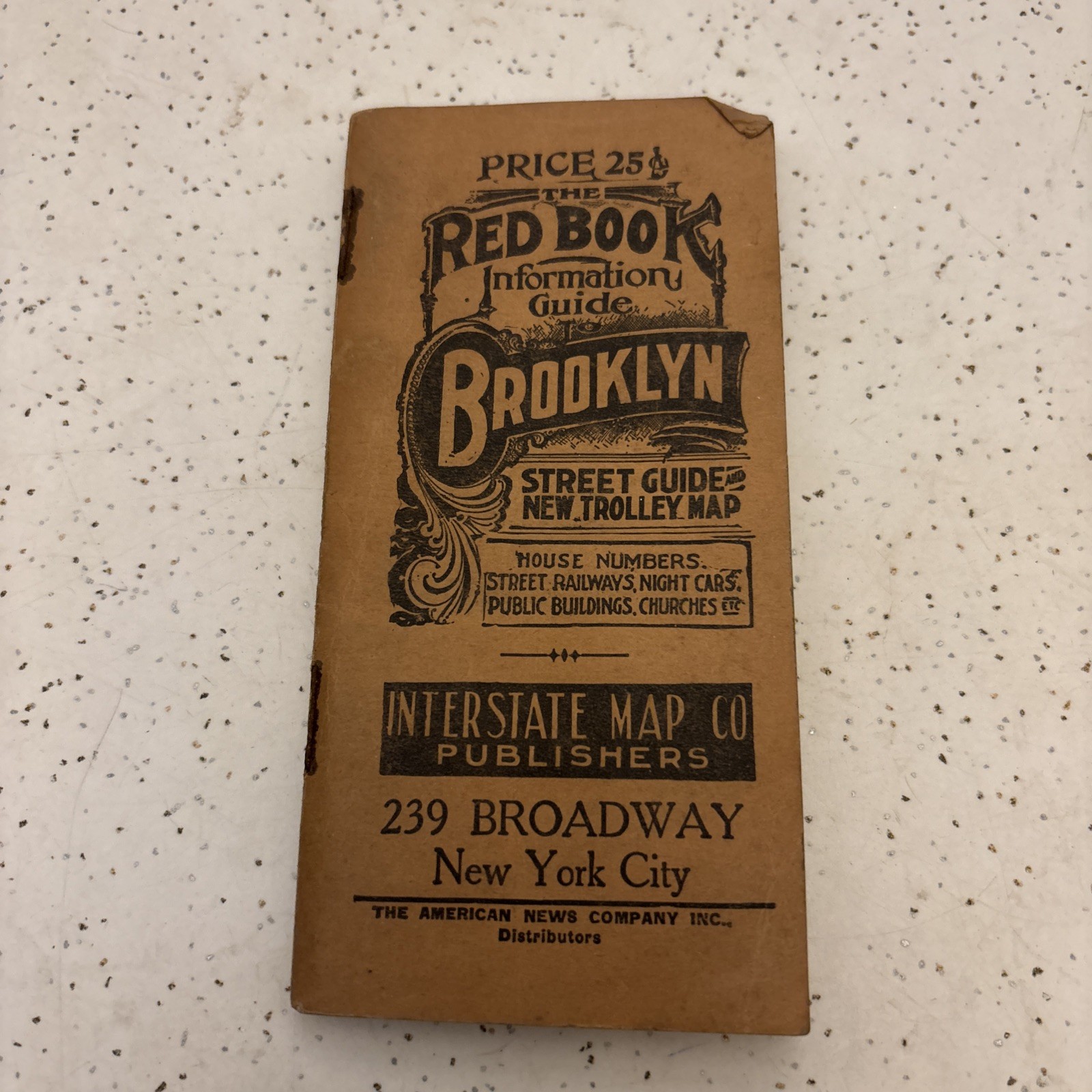 Antique 1927 The Red Book Brooklyn NY Street & Trolly Information Guide NYC